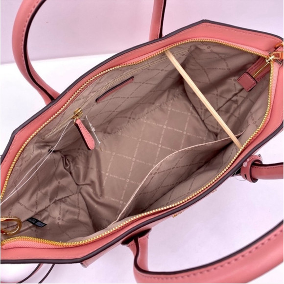 Michael Kors Avril Large Top Zip Satchel Shoulder Bag Sunset Rose Pink - Picture 9 of 13